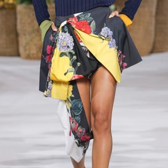 $1,490 S2020 NEW OSCAR DE LA RENTA STUNNING FLORAL RUNWAY BOW SHORT SKIRT US S - Picture 2 of 11